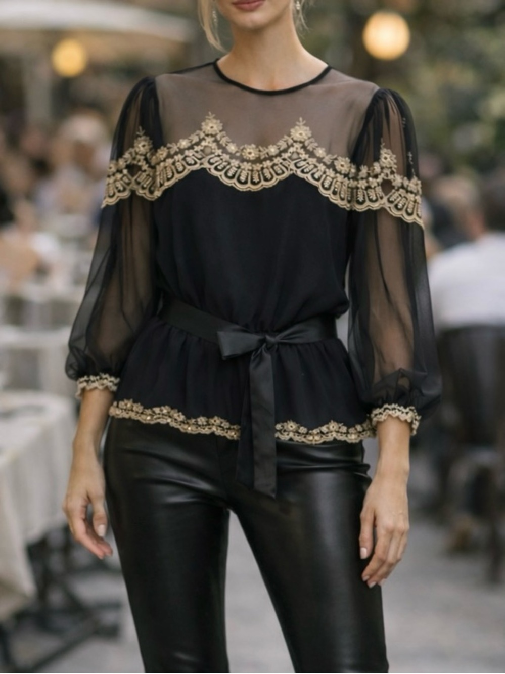 Vintage Sheer Embroidered Blouse